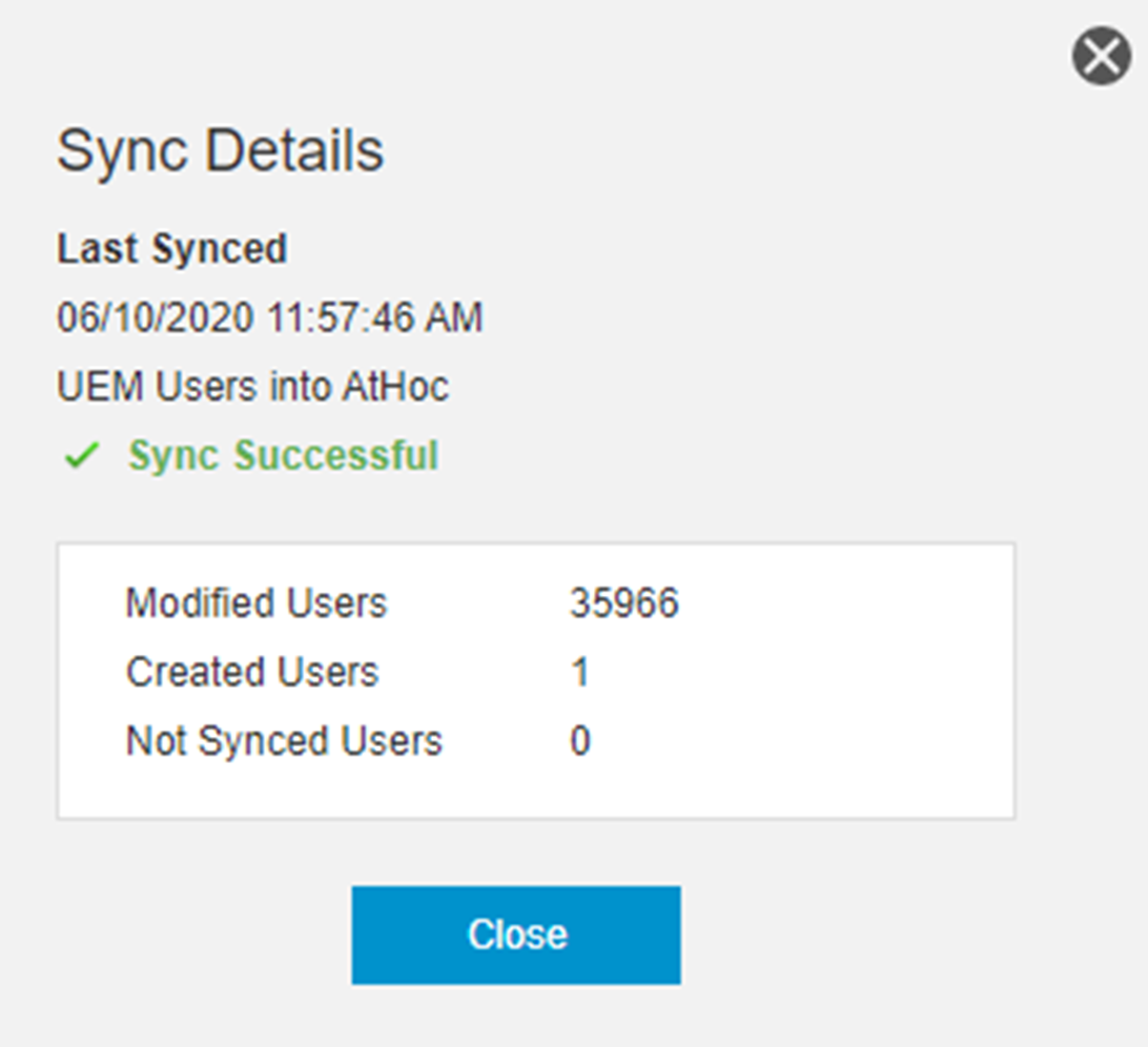 The Sync Details window