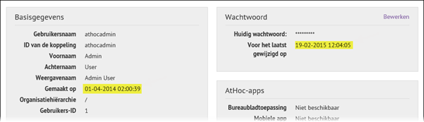 L'écran Détails de l'utilisateur localisé en néerlandais