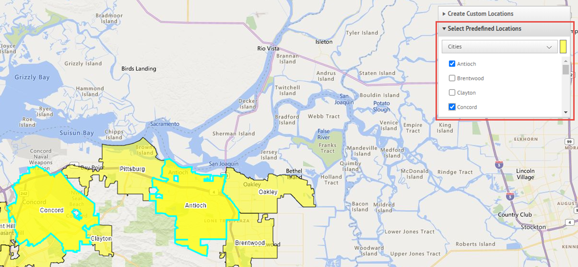 Sélectionner une position prédéfinie sur la carte